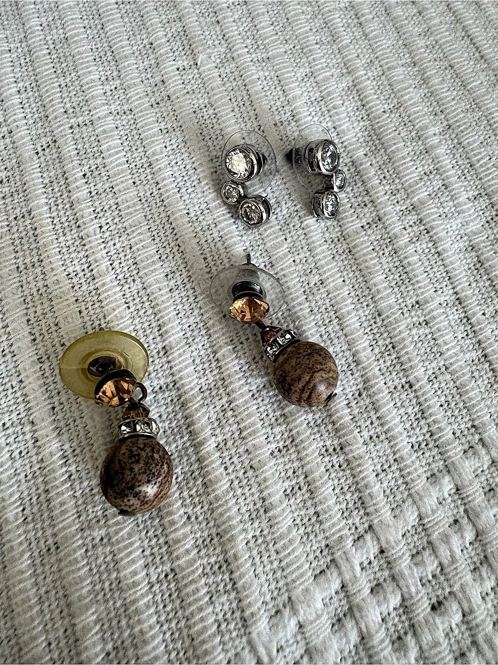 Brown & Silver Drop Earrings Like New
